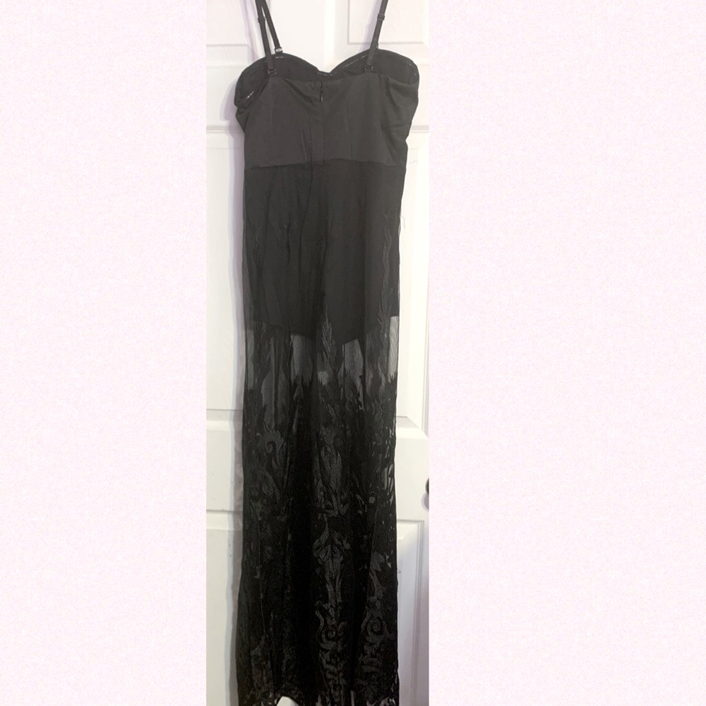 ❌DONATED❌Black Bustier With Lace Mesh Overlay Maxi Shorts Romper - Picture 6 of 17